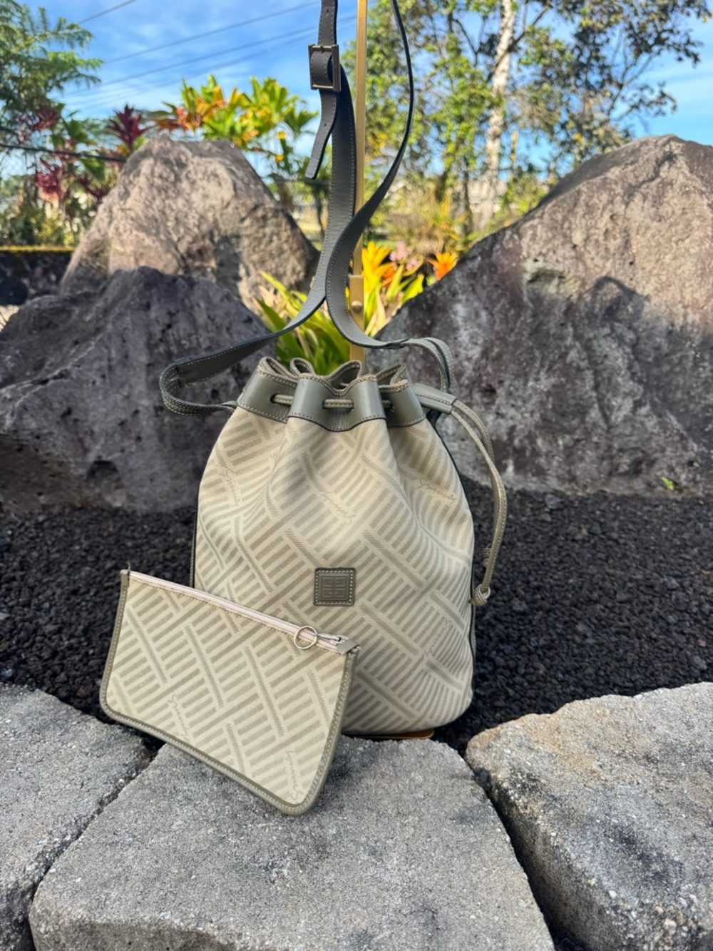 Authentic Givenchy Vintage Monogram Bucket Bag + Pouch Set COA Included